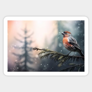 Dreamy boreal purple finch collage Sticker